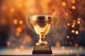 Champion golden trophy for winner background. Success and achievement concept. Sport and cup award theme Royalty Free Stock Photo