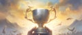 Champion golden trophy for winner background. Success and achievement concept. Sport and cup award theme. Created with Royalty Free Stock Photo