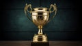 Champion golden trophy for winner. Success and achievement concept. Best entrepreneur, startup Royalty Free Stock Photo