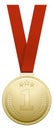 Champion medal. Golden round award. Sport trophy