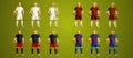 Champion`s league group G, Soccer players colorful uniforms, 4 t