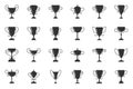 Champion cup trophy win silhouette icon vector set Royalty Free Stock Photo