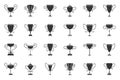 Champion cup trophy win silhouette icon vector set Royalty Free Stock Photo