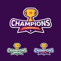 Champion sports league logo emblem badge graphic with trophy