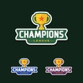 Champion sports league logo emblem badge graphic with trophy