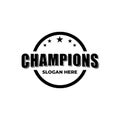 Champion sports league logo emblem badge graphic with trophy