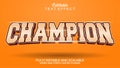 champion text effect 3d style vector editable Royalty Free Stock Photo
