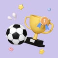 Champion trophy, gold cup. Winner prize, sport award, success concept. Cartoon minimal style. icon symbol clipping path Royalty Free Stock Photo