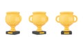 Champion trophy, gold cup. Winner prize, sport award, success concept. vector icon. Cartoon minimal style