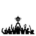 Champion Trophy People celebrates silhouette Royalty Free Stock Photo