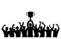 Champion Trophy winners celebrate silhouette Royalty Free Stock Photo