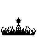 Champion Trophy winning celebrate silhouette Royalty Free Stock Photo