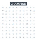 Champion vector line icons set. Victor, Hero, Winner, Premier, Winner, Conqueror, Leader illustration outline concept