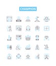 Champion vector line icons set. Victor, Hero, Winner, Premier, Winner, Conqueror, Leader illustration outline concept