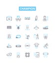 Champion vector line icons set. Victor, Hero, Winner, Premier, Winner, Conqueror, Leader illustration outline concept