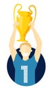 Champion with winner cup, flat design, isolated vector image on white, the best concept Royalty Free Stock Photo