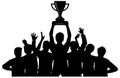 Champion Winners Trophy celebrating silhouette Royalty Free Stock Photo