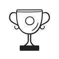 Champions cup in doodle style. Hand drawn trophy. Hand drawn isolated vector illustration on white background