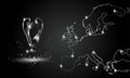 Champions Cup with a linear map. Chromed Soccer trophy. Royalty Free Stock Photo
