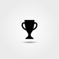 Champions Cup solid black line icon. First place cup badge. Goblet icon