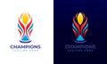 Champions cup and trophy logo abstract colorful gradient for sports tournament