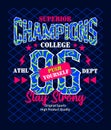 Champions 86 sports slogan typography design for t shirt, vector graphic illustration