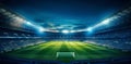 soccer sport game green arena world football goal stadium light. Generative AI. Royalty Free Stock Photo