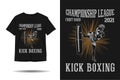 Championship league fight hard kick boxing silhouette t shirt design