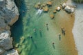 Championship River Rock Skipping Contest Royalty Free Stock Photo