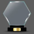 Championship trophy. Sport award. crystal on stand on transparent. Winner award. Vector illustration. Stock image.