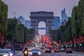 Champs Elysees and the Arc de Triomphe at Dusk