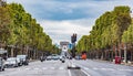 Champs-Elysees and Arc de Triomphe at night in Paris, France. Royalty Free Stock Photo