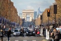Champs Elysees with the Arc de Triomphe, Paris, France Royalty Free Stock Photo