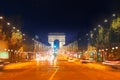 Champs Elysees boulevard and Arc de Triumph Paris Royalty Free Stock Photo