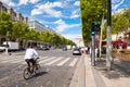 The Champs-Elysees next to the Arc de Triomphe in central Paris