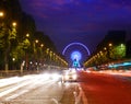 Champs Elysees in Paris and Concorde sunset Royalty Free Stock Photo