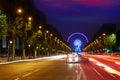 Champs Elysees in Paris and Concorde sunset Royalty Free Stock Photo