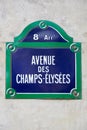 Champs Elysees sign in Paris Royalty Free Stock Photo