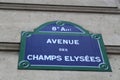 Champs Elysees Street Sign Royalty Free Stock Photo