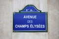 Champs Elysees street sign in Paris Royalty Free Stock Photo