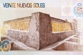 Chan Chan archaeological complex from Peruvian money