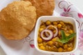 Chana Masala with Puri Indian Food, selective focus Royalty Free Stock Photo