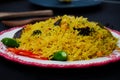 Chana Pulao. White Chickpeas Basmati Rice. Chana Biryani. Delicious Pakistani and Indian rice Cuisine.