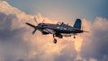 Demonstration of a Corsair F4U during an airshow at Melun Villaroche