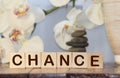 'chance' word made with wooden blocks