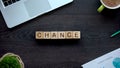 Chance word on wooden cubes, attempts to make your life better, motivation