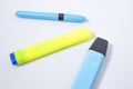 Chancellery colored highlighter in a white background Royalty Free Stock Photo