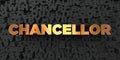 Chancellor - Gold text on black background - 3D rendered royalty free stock picture