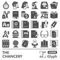 Chancery line icon set, files and documents symbols collection or sketches. Office supplies glyph linear style signs for Royalty Free Stock Photo