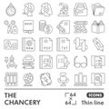 Chancery line icon set, files and documents symbols collection or sketches. Office supplies thin line linear style signs Royalty Free Stock Photo